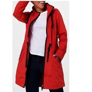 Calvin Klein Hooded Long Jacket/Raincoat Sz-XS Red